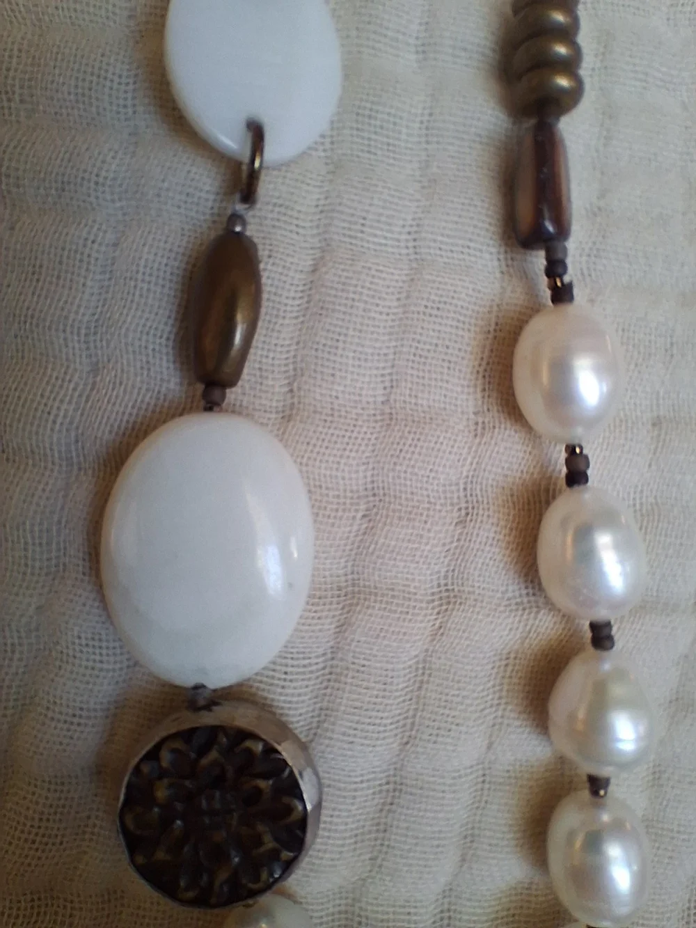 Vintage Silpada .925 Silver Stamped Pearl Necklace - Women Jewelry